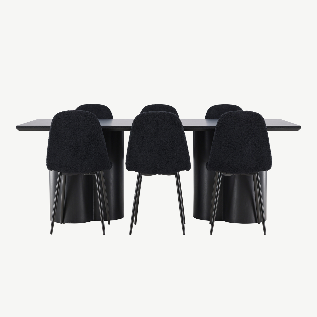 Must MDF söögilaud Olivia ja Polar buklee toolid (komplekt) - GR24586