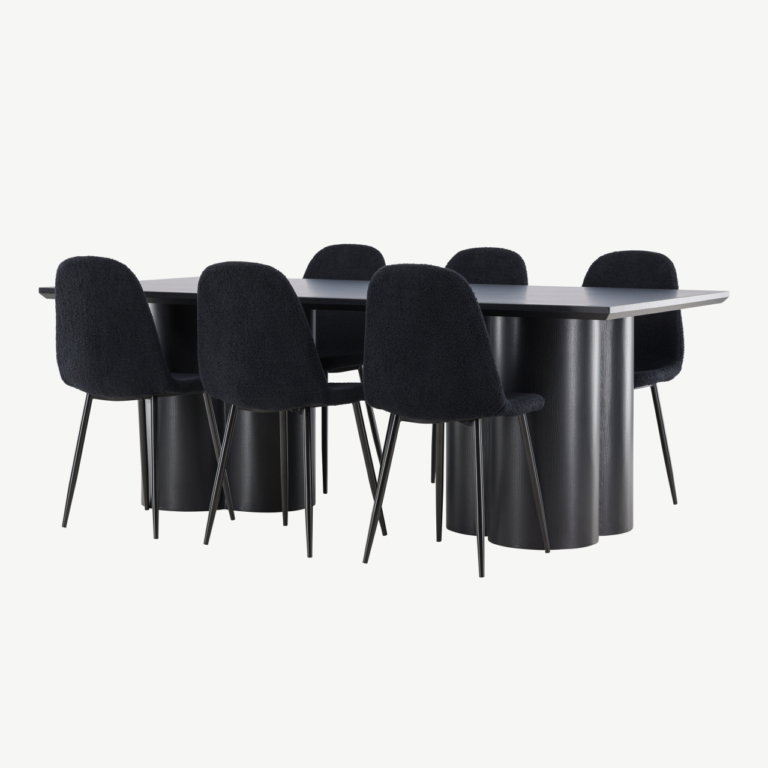 Must MDF söögilaud Olivia ja Polar buklee toolid (komplekt) - GR24586