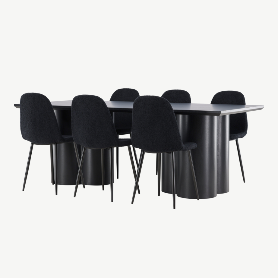 Must MDF söögilaud Olivia ja Polar buklee toolid (komplekt), GR24586