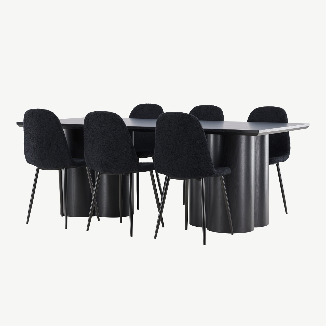 Must MDF söögilaud Olivia ja Polar buklee toolid (komplekt) - GR24586