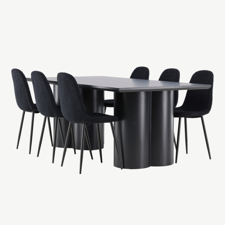 Must MDF söögilaud Olivia ja Polar buklee toolid (komplekt) - GR24586