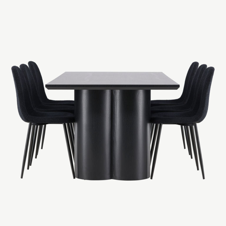 Must MDF söögilaud Olivia ja Polar buklee toolid (komplekt) - GR24586
