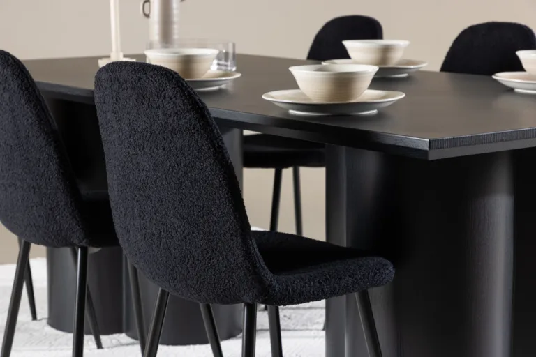 Must MDF söögilaud Olivia ja Polar buklee toolid (komplekt) - GR24586
