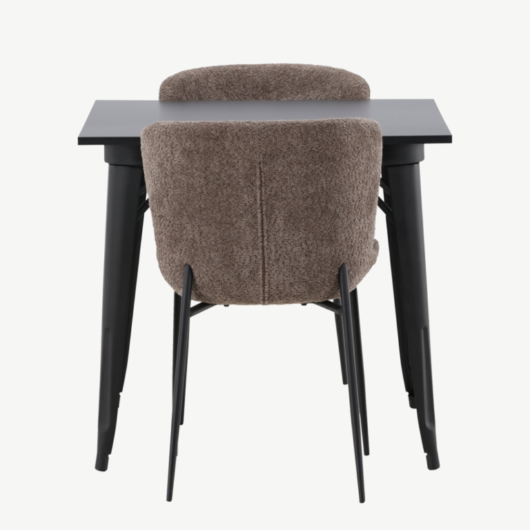Must MDF söögilaud Tempe ja tumehalli buklee kattega Modesto tool - GR23004