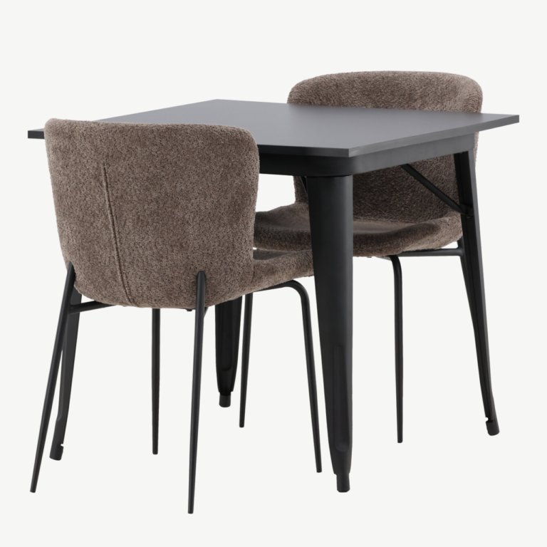 Must MDF söögilaud Tempe ja tumehalli buklee kattega Modesto tool - GR23004