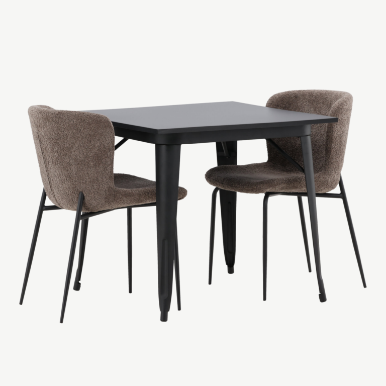 Must MDF söögilaud Tempe ja tumehalli buklee kattega Modesto tool - GR23004
