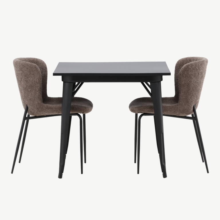 Must MDF söögilaud Tempe ja tumehalli buklee kattega Modesto tool - GR23004