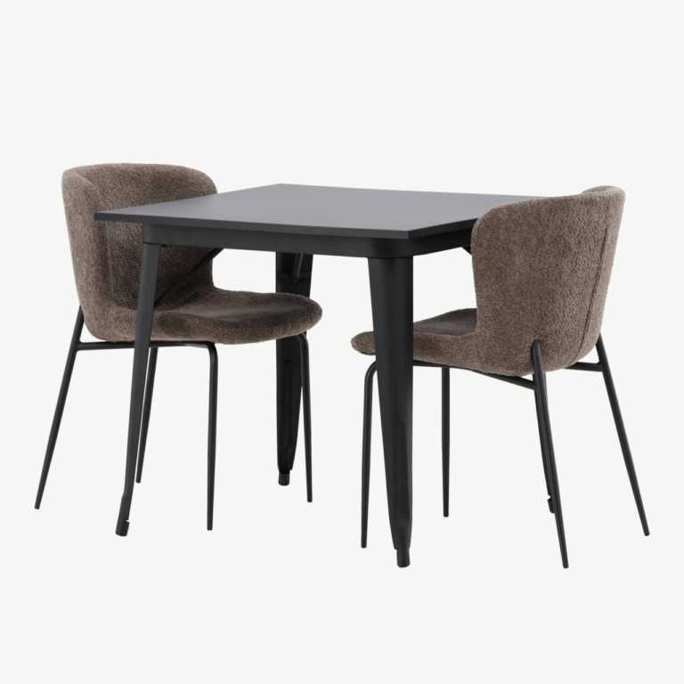 Must MDF söögilaud Tempe ja tumehalli buklee kattega Modesto tool - GR23004