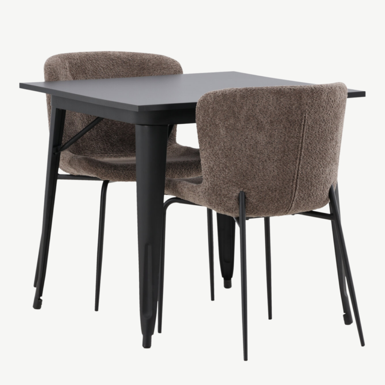 Must MDF söögilaud Tempe ja tumehalli buklee kattega Modesto tool - GR23004