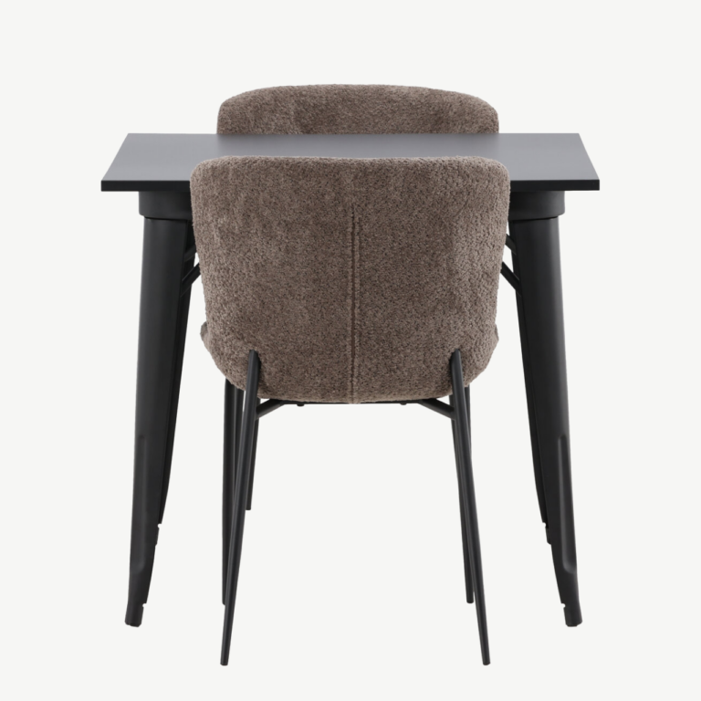 Must MDF söögilaud Tempe ja tumehalli buklee kattega Modesto tool - GR23004