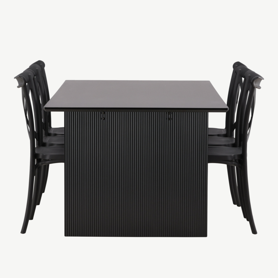 Must MDF söögilaud Vail koos Crosett musta plastiktooliga, 200×100 cm, GR22965 – 2