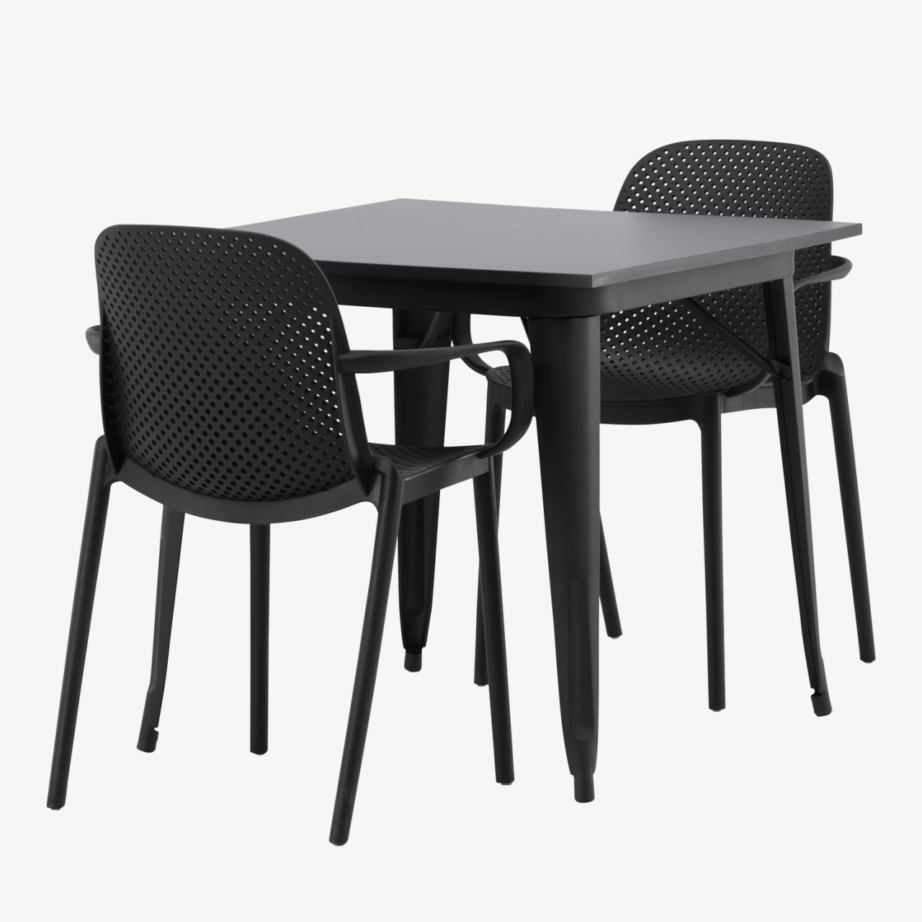 Must ristkülikukujuline söögilaua ja kahe tooliga komplekt Tempe-Baltimore (MDF, plast), GR22994 – 3