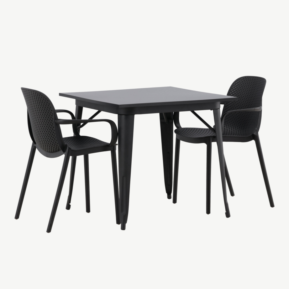 Must ristkülikukujuline söögilaua ja kahe tooliga komplekt Tempe-Baltimore (MDF, plast), GR22994 – 4