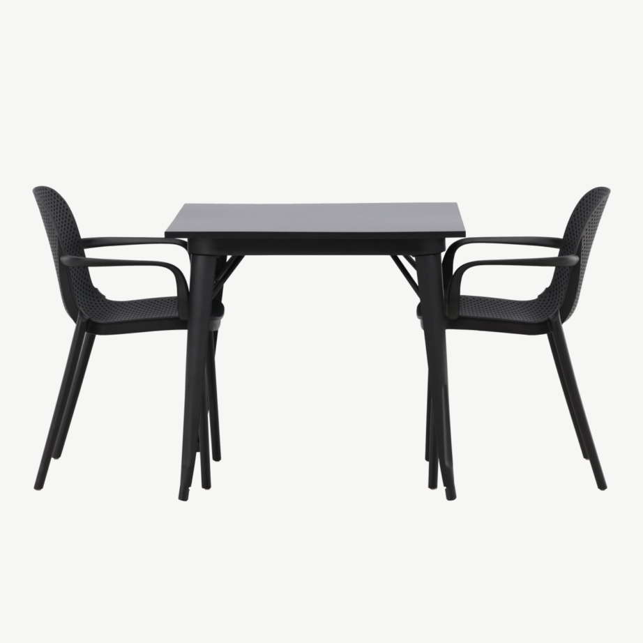 Must ristkülikukujuline söögilaua ja kahe tooliga komplekt Tempe-Baltimore (MDF, plast), GR22994 – 5