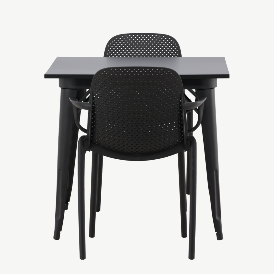 Must ristkülikukujuline söögilaua ja kahe tooliga komplekt Tempe-Baltimore (MDF, plast), GR22994 – 7