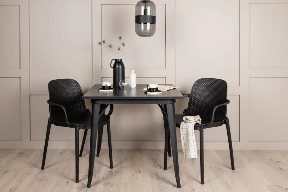 Must ristkülikukujuline söögilaua ja kahe tooliga komplekt Tempe-Baltimore (MDF, plast), GR22994 – 8