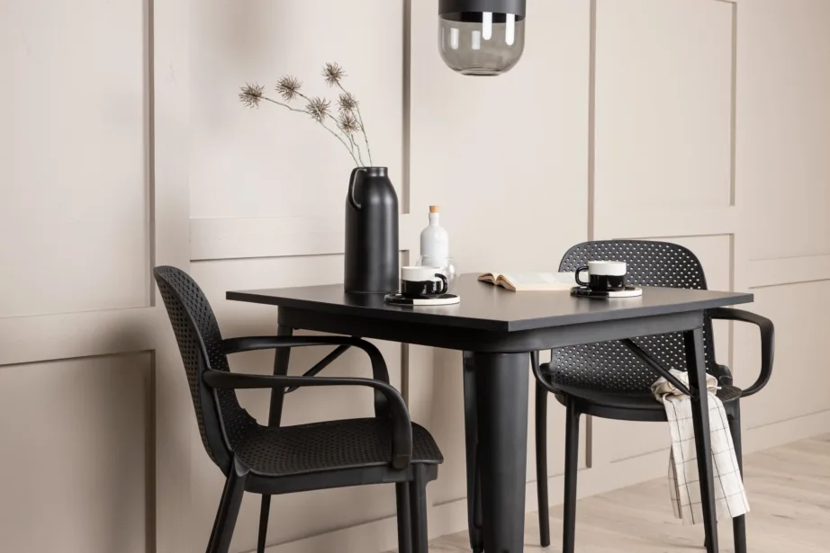 Must ristkülikukujuline söögilaua ja kahe tooliga komplekt Tempe-Baltimore (MDF, plast), GR22994 – 9