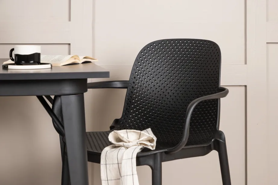 Must ristkülikukujuline söögilaua ja kahe tooliga komplekt Tempe-Baltimore (MDF, plast), GR22994 – 10