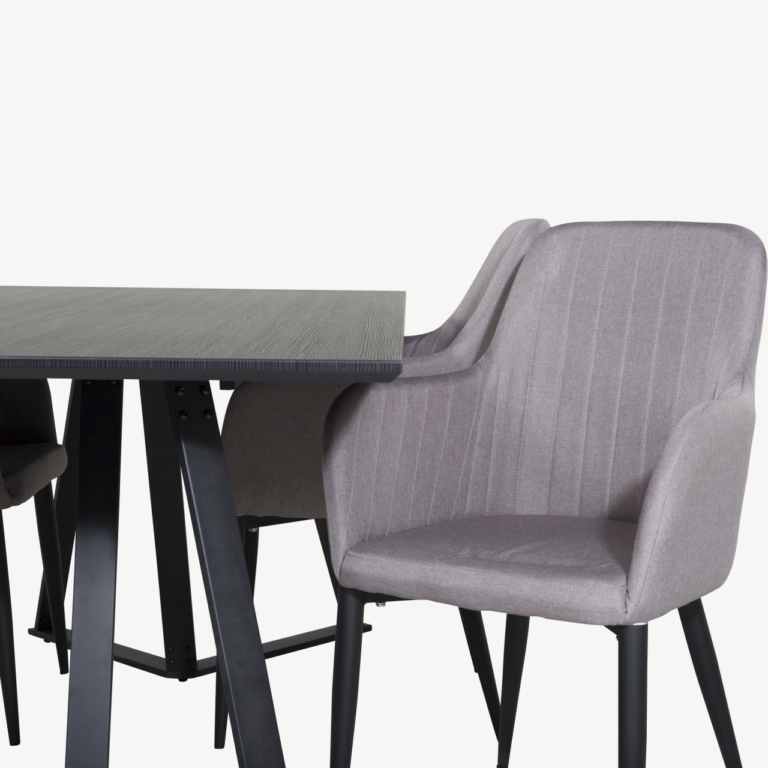 Must ristkülikukujuline söögilauakomplekt Marina kuue halli Comfort tooliga - GR24042