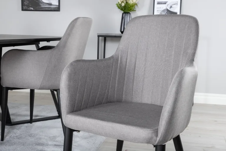 Must ristkülikukujuline söögilauakomplekt Marina kuue halli Comfort tooliga - GR24042