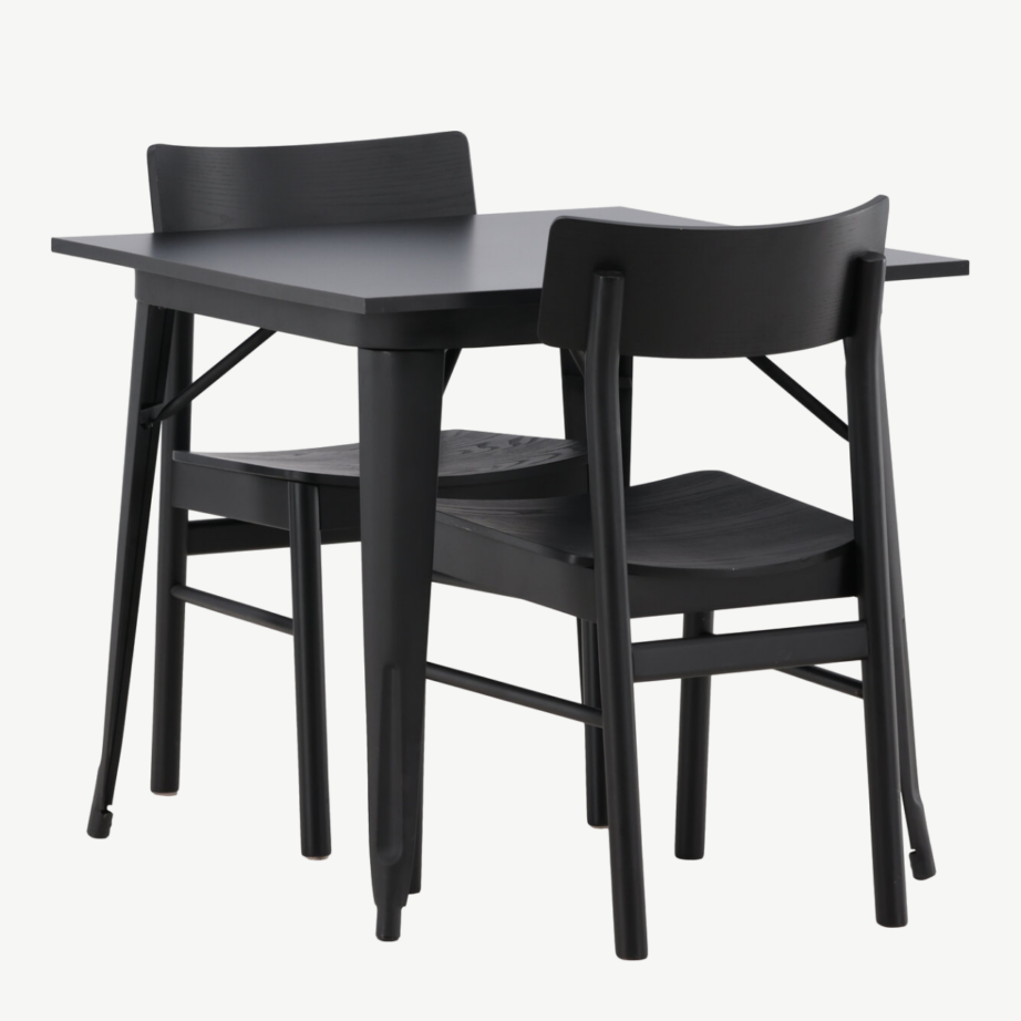 Must ristkülikukujuline söögilaud Tempe ja kaks Montros tooli, GR23005 – 6