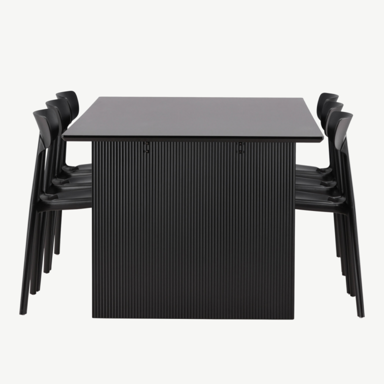 Must ristkülikukujuline söögilaud Vail kuue Ursholmen tooliga (MDF, plastik) - GR22977