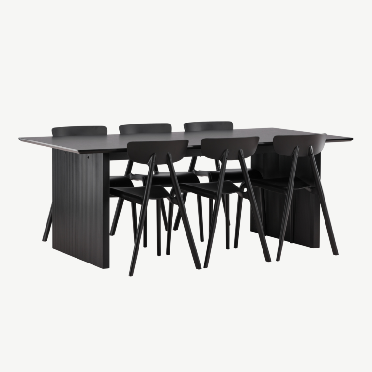 Must ristkülikukujuline söögilaud Vail kuue Ursholmen tooliga (MDF, plastik) - GR22977