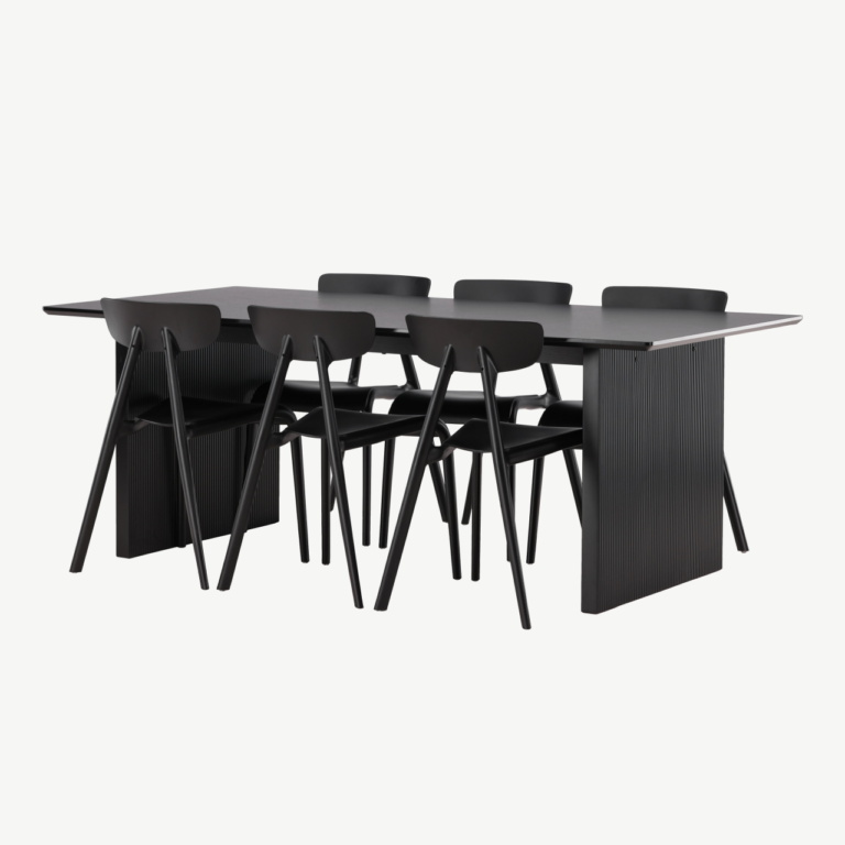 Must ristkülikukujuline söögilaud Vail kuue Ursholmen tooliga (MDF, plastik) - GR22977
