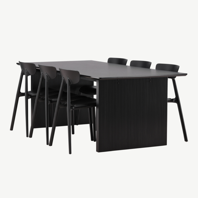 Must ristkülikukujuline söögilaud Vail kuue Ursholmen tooliga (MDF, plastik) - GR22977