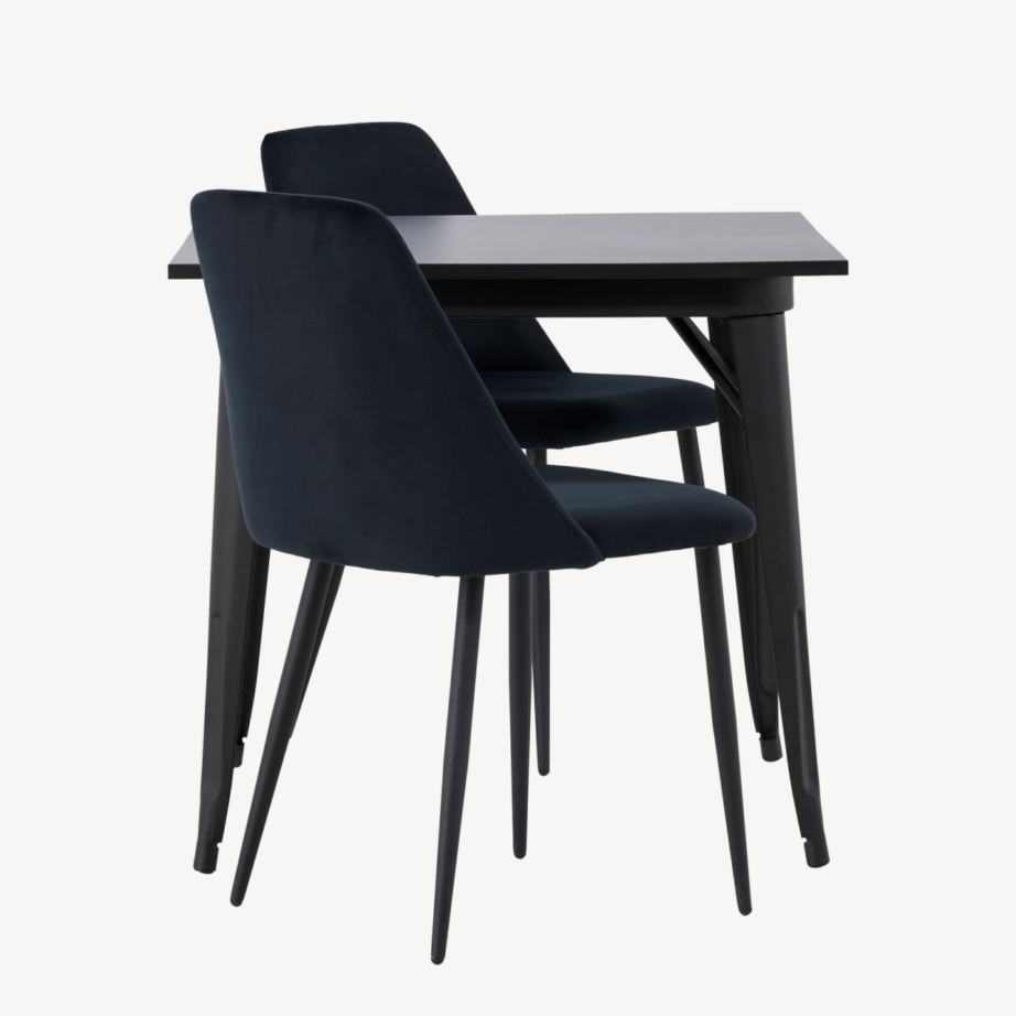 Must söögikomplekt Tempe laua ja Night velvet tooliga (80x80cm), GR23903 – 2