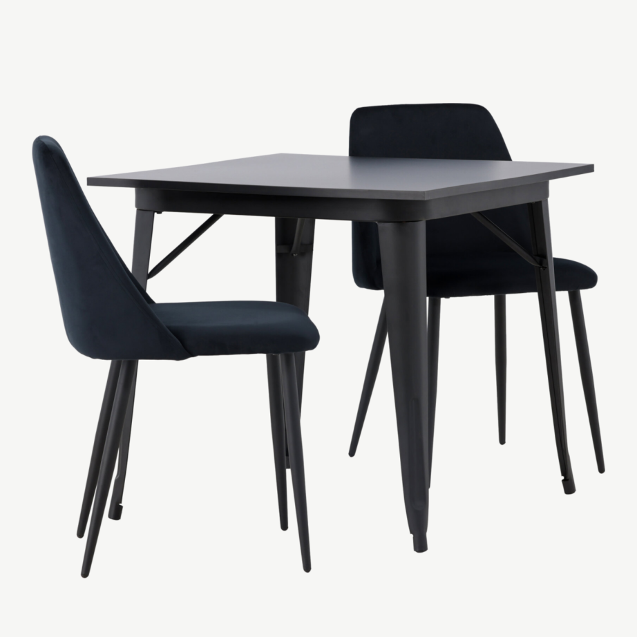 Must söögikomplekt Tempe laua ja Night velvet tooliga (80x80cm), GR23903 – 3