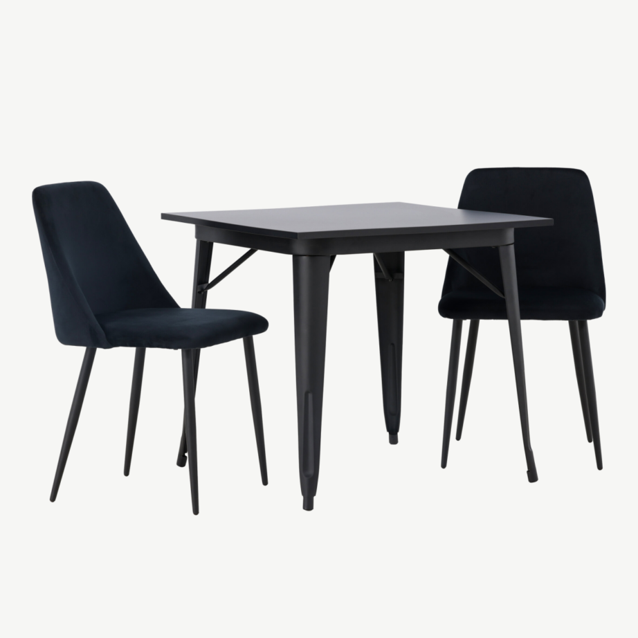 Must söögikomplekt Tempe laua ja Night velvet tooliga (80x80cm), GR23903 – 4