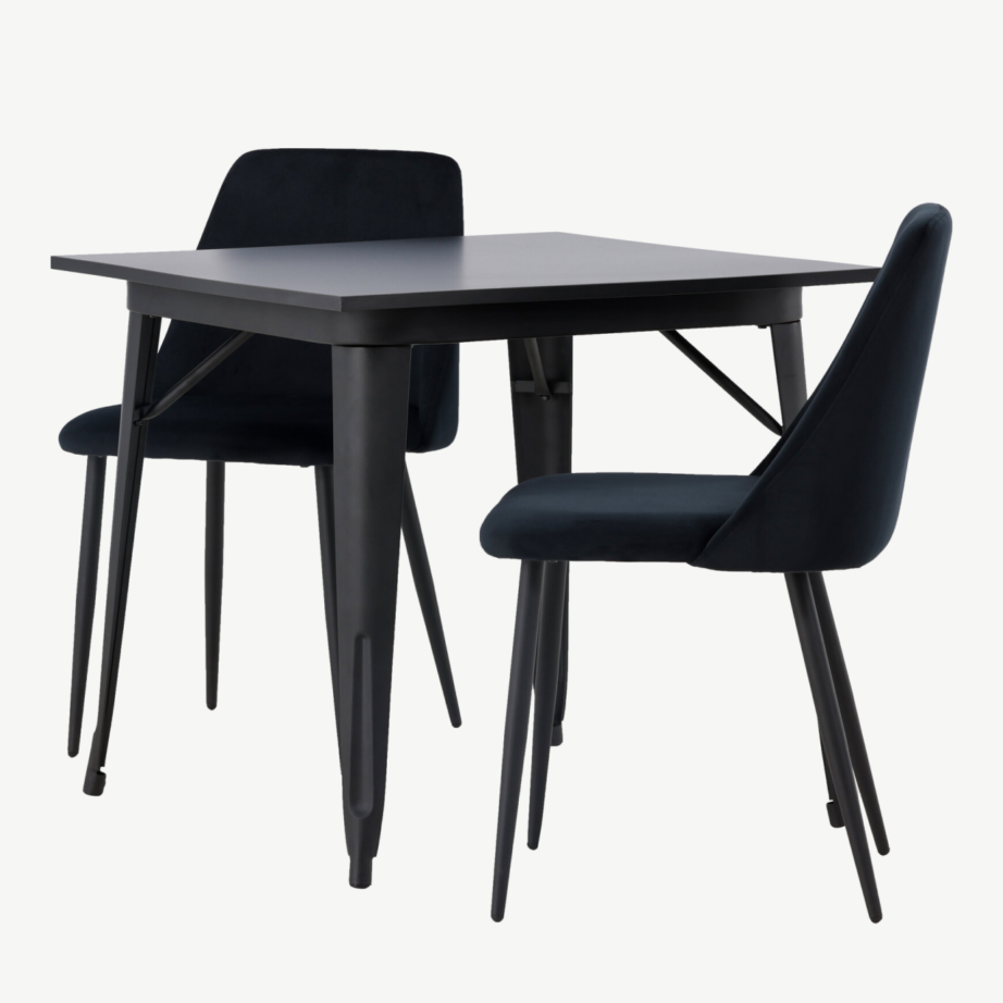 Must söögikomplekt Tempe laua ja Night velvet tooliga (80x80cm), GR23903 – 6