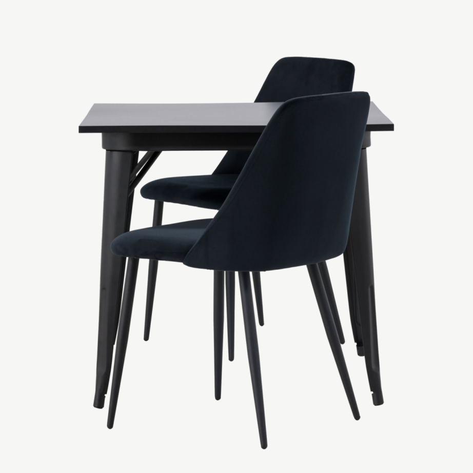 Must söögikomplekt Tempe laua ja Night velvet tooliga (80x80cm), GR23903 – 7