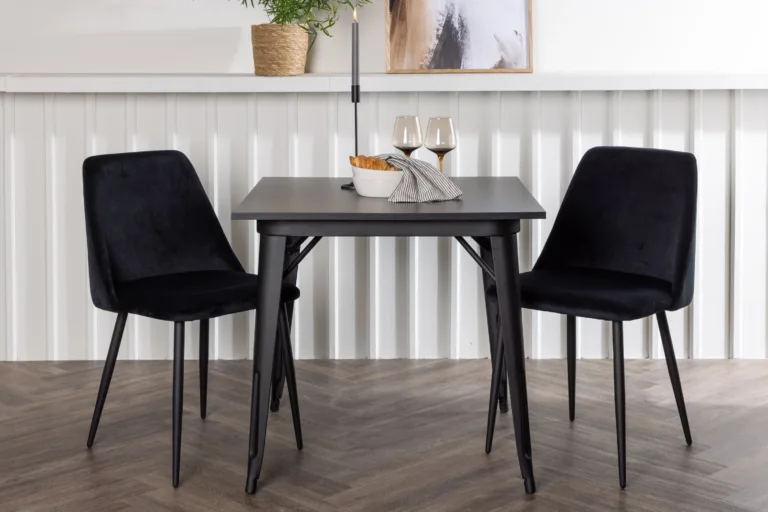 Must söögikomplekt Tempe laua ja Night velvet tooliga (80x80cm) - GR23903