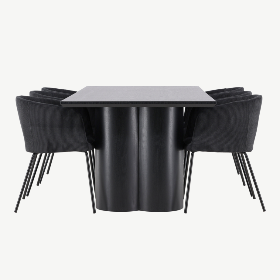 Must söögilauakomplekt Olivia (210×100 cm) ja polsterdatud toolid Berit, GR24590 - 2