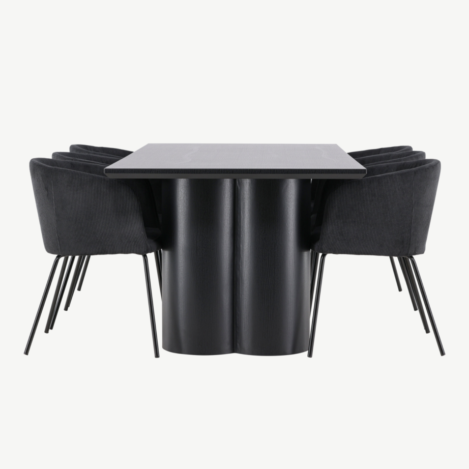 Must söögilauakomplekt Olivia (210×100 cm) ja polsterdatud toolid Berit, GR24590 - 7