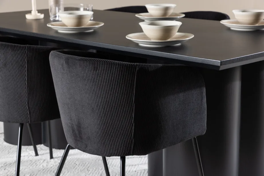 Must söögilauakomplekt Olivia (210×100 cm) ja polsterdatud toolid Berit, GR24590 - 9