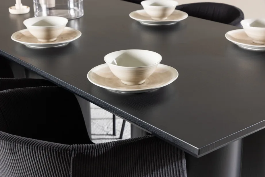Must söögilauakomplekt Olivia (210×100 cm) ja polsterdatud toolid Berit, GR24590 - 10