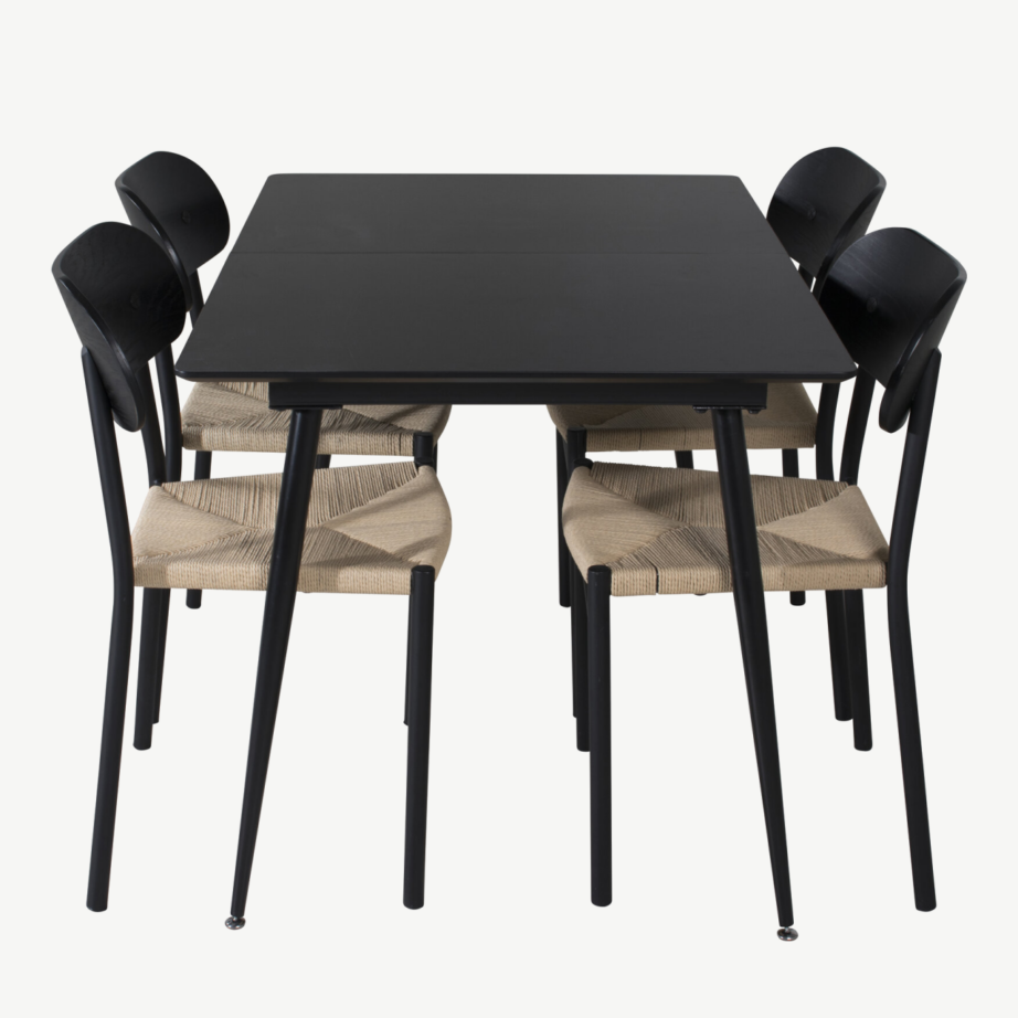 Must söögilauakomplekt Silar lauaga ja Polly ratantoolega, GR23975 – 2