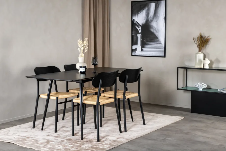 Must söögilauakomplekt Silar lauaga ja Polly ratantoolega, GR23975 – 4