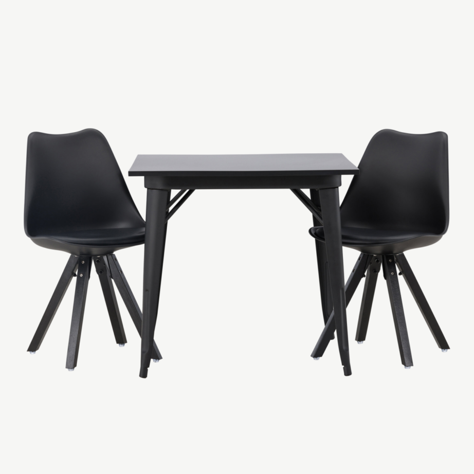 Must söögilauakomplekt Tempe lauaga ja Zeno tooliga (80×80 cm), GR23900 – 5