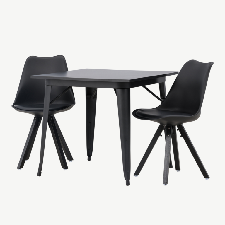 Must söögilauakomplekt Tempe lauaga ja Zeno tooliga (80x80 cm) - GR23900