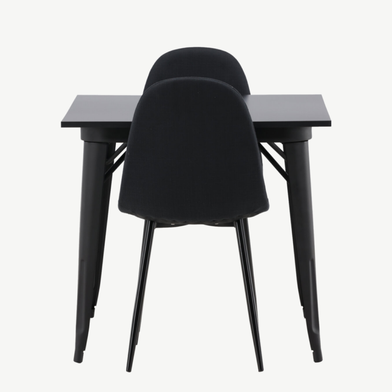 Must söögilauakomplekt Tempe (laud ja 2 polsterdatud tooli, MDF, teras) - GR22939