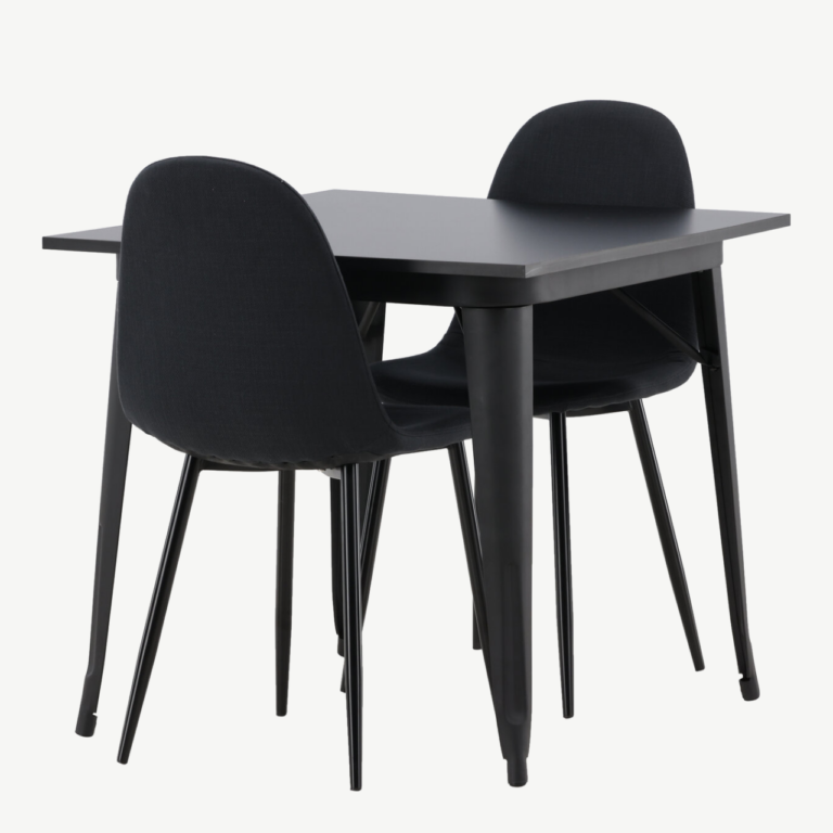Must söögilauakomplekt Tempe (laud ja 2 polsterdatud tooli, MDF, teras) - GR22939