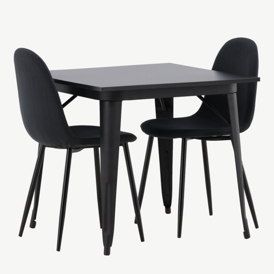 Must söögilauakomplekt Tempe (laud ja 2 polsterdatud tooli, MDF, teras), GR22939 – 4