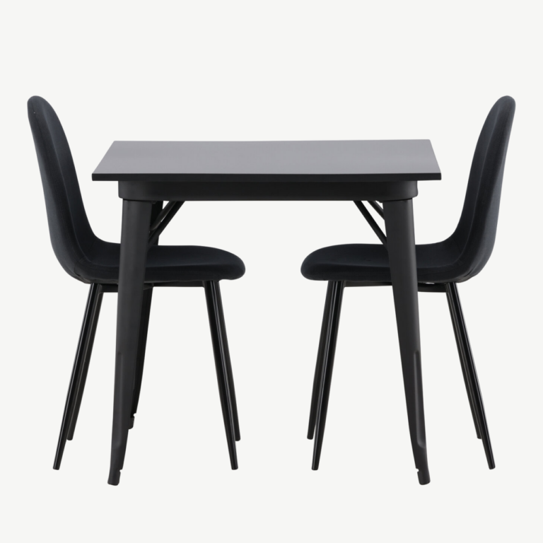 Must söögilauakomplekt Tempe (laud ja 2 polsterdatud tooli, MDF, teras) - GR22939