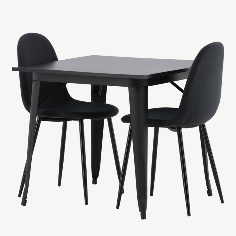 Must söögilauakomplekt Tempe (laud ja 2 polsterdatud tooli, MDF, teras) - GR22939