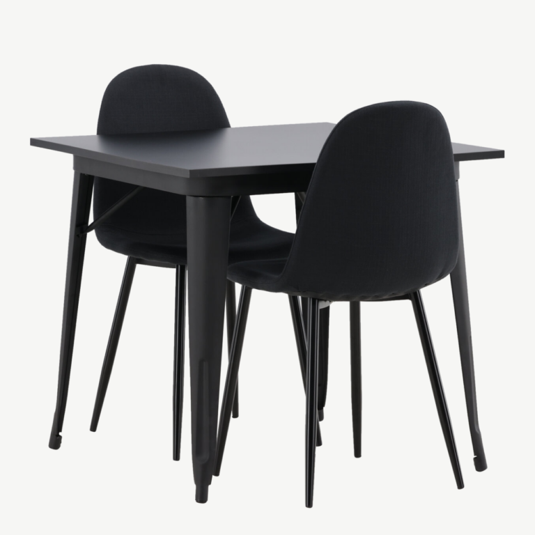 Must söögilauakomplekt Tempe (laud ja 2 polsterdatud tooli, MDF, teras) - GR22939