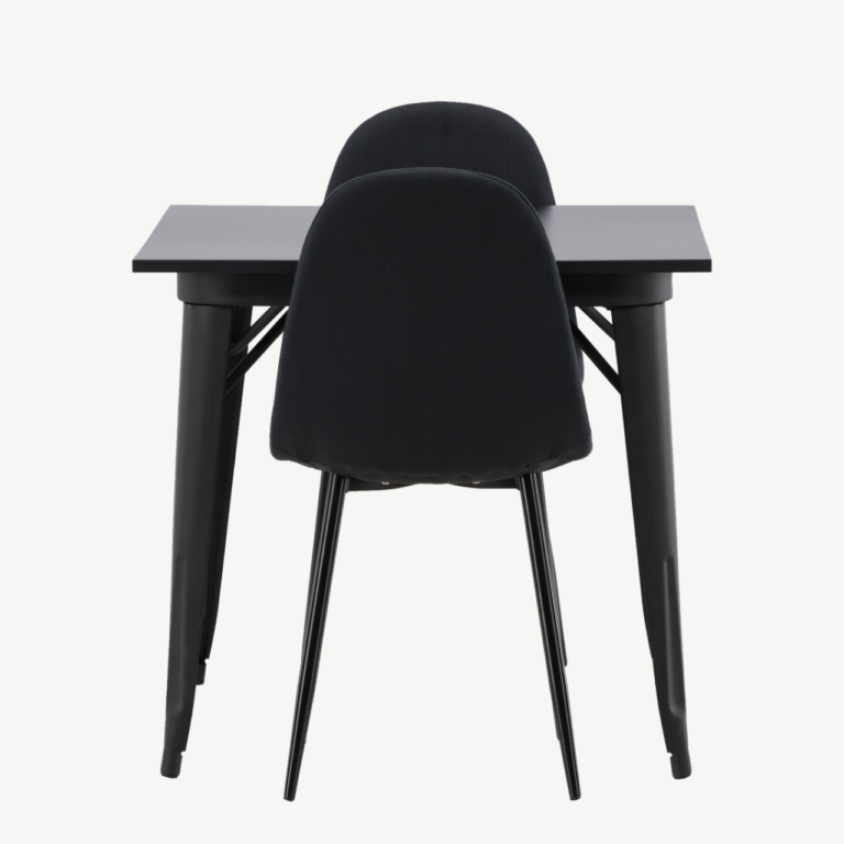 Must söögilauakomplekt Tempe (laud ja 2 polsterdatud tooli, MDF, teras) - GR22939